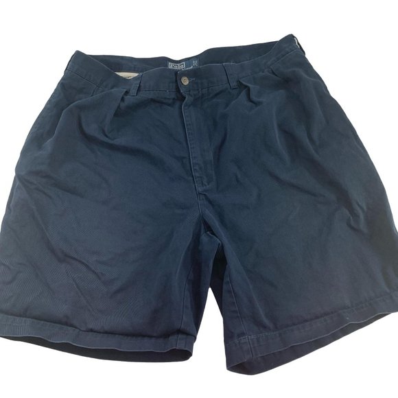Polo Ralph Lauren Mens Tyler Shorts Size 38 Navy Blue Pleated Front Cotton - Picture 1 of 7